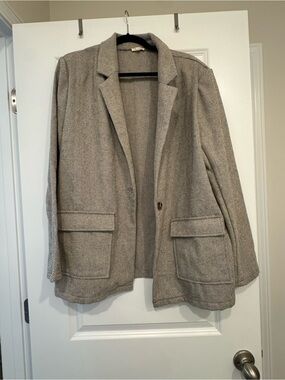 JODIFL Herringbone Blazer in Taupe Beige